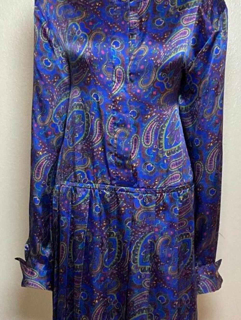 Talbots Vintage 80s 90s Paisley Satin Midi Dress Drop Waist  Plus Size 20